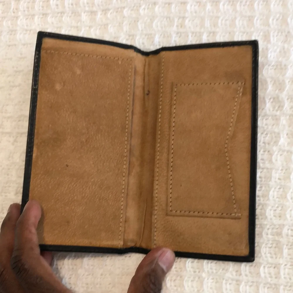 Black Leather Checkbook holder or Jacket Pocket Wallet